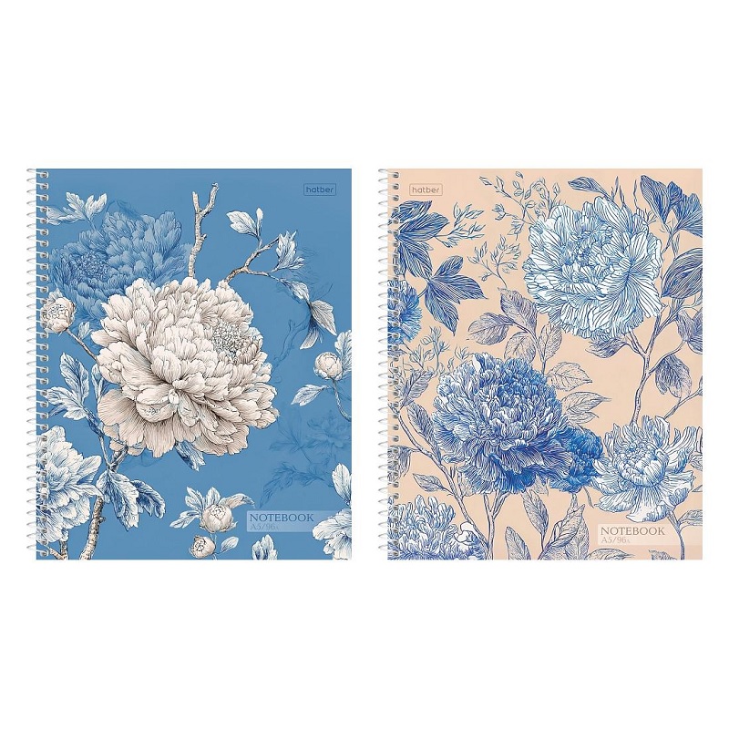 Тетрадь  А5  96л. кл. спир. "Хатбер"Королевские пионы, 2 дизайна