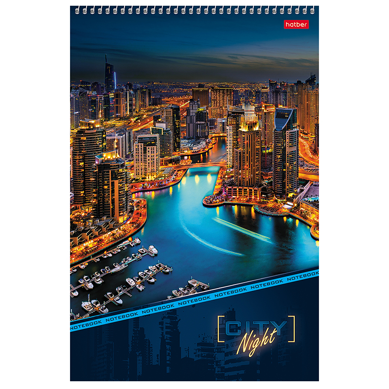 Блокнот  А4 080 л. , спираль "Night City"жест.подл.