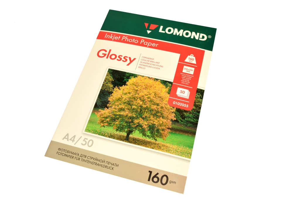 Бумага Lomond А4 1стор. глянц.160г. (50л.) Бумага Lomond А4 1стор. глянц.160г. (50л.)