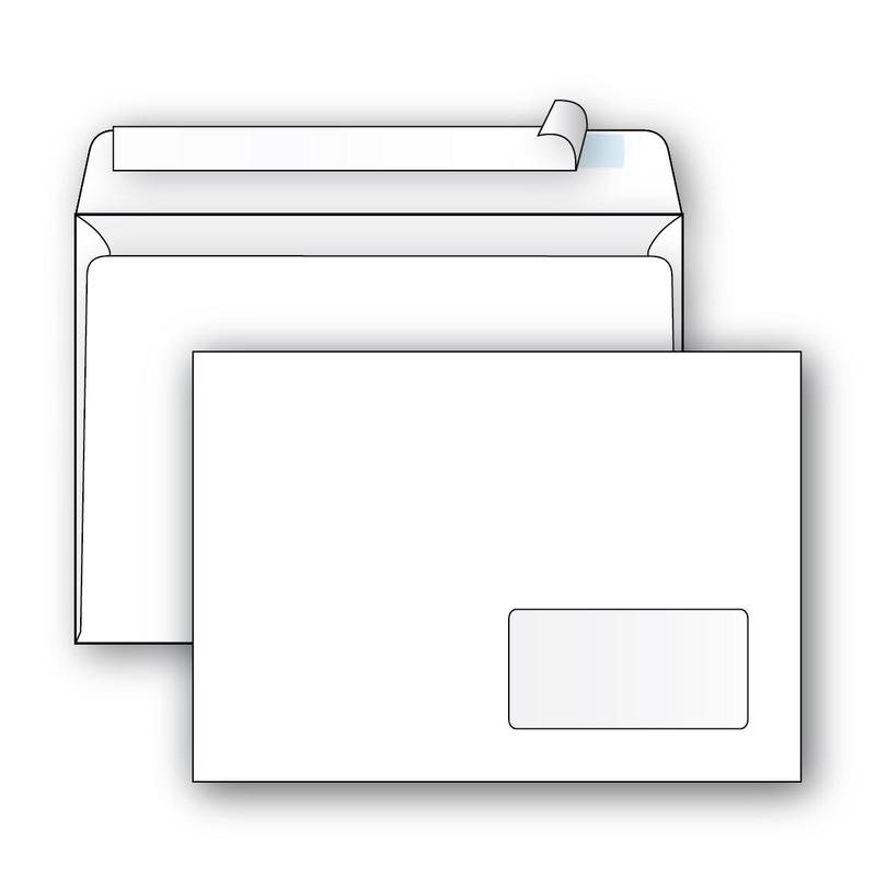 Конверт С4, чистый, запечатка, с отрывной полосой, правое окно (1 шт) — Абсолют