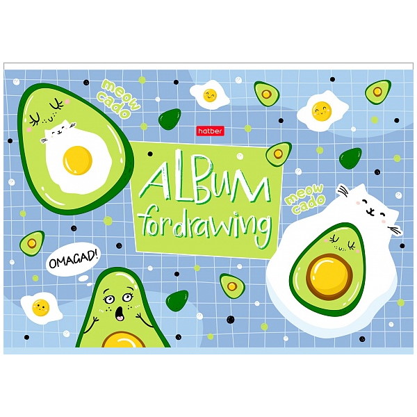 Альбом для рисования Хатбер "Веселые авокадики" А4, 16л., скрепка, ассорти — Абсолют