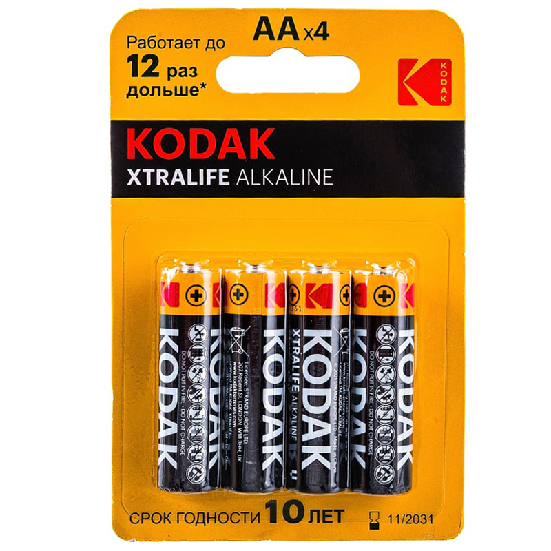 Эл.пит. АА/(alkaline) Kodak XTRALIFE, блистер 4 шт./20