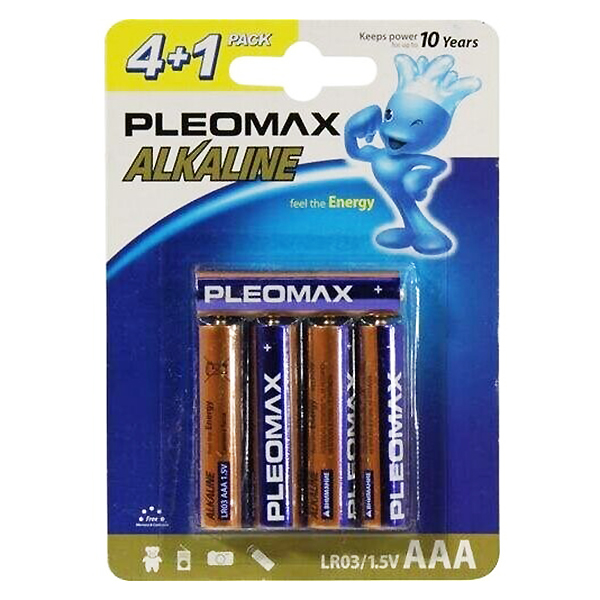 Эл.пит. ААА/(alkaline) Pleomax, блистер 4+1 шт./40