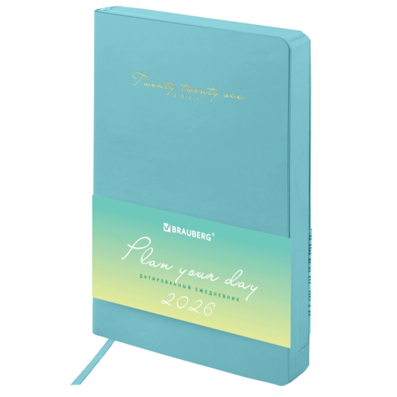 2026/Ежедневник А5 BRAUBERG Pastel, 138*213, под кожу, гибкий, бирюзовый