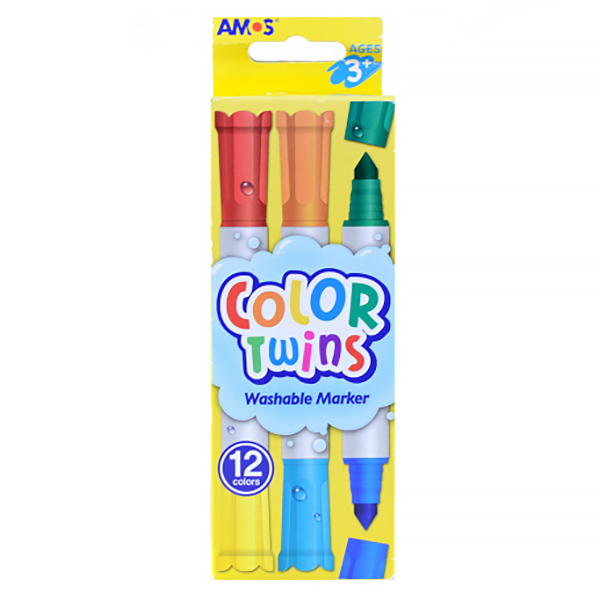 Фломастеры Amos "Color Twins", 12 цветов — Абсолют