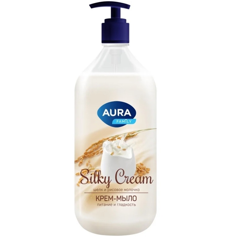 Крем-мыло  1л. "AURA FAMILI" Шелк и масло, дозатор/6