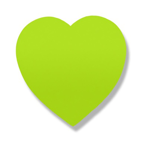 Клейкий блок LAMARK  "Сердце", неон, зеленый, 50л. — Абсолют