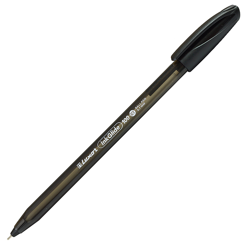 Ручка шариковая "Luxor InkGlide 100 Icy" 0,7мм., трехгранный корпус, черная — Абсолют