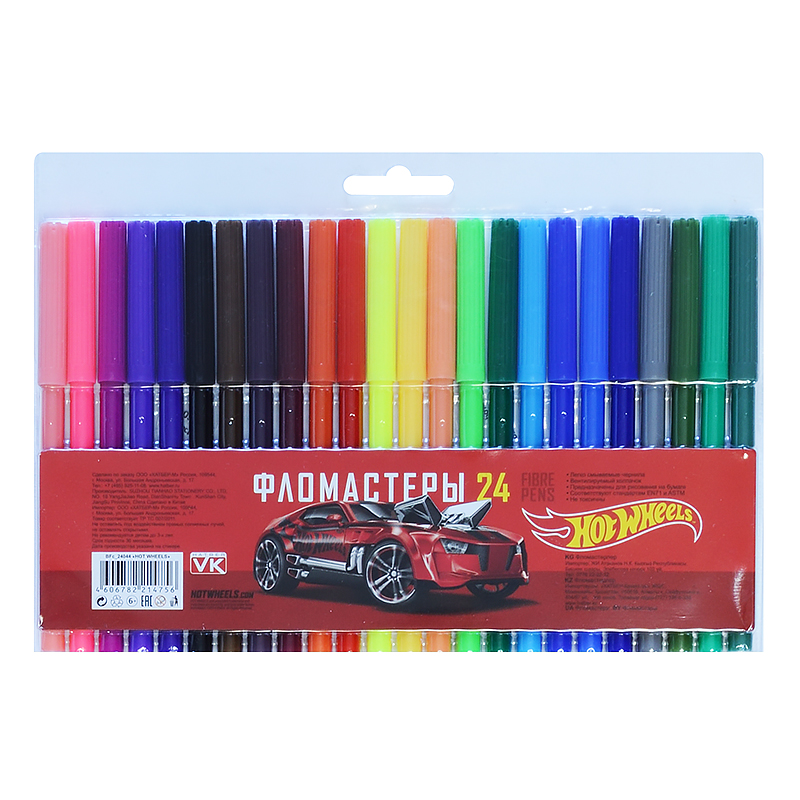 Фломастеры  24 цв. "Хатбер"HOT WHEELS", блист./12