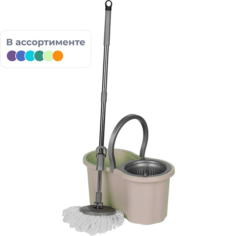 Набор для уборки COMFORT LIFE: ведро 12л с отжим., швабра с кругл.насадкой