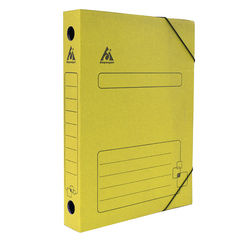 Папка архивная "Бюрократ", 45 мм, на резинках, желтая — Абсолют