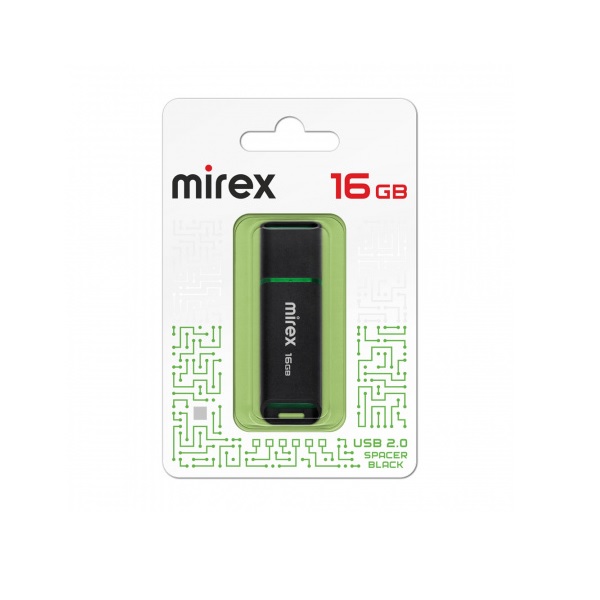 Память USB 2.0 FlashDrive 16GB Mirex Spacer Black, черная — Абсолют