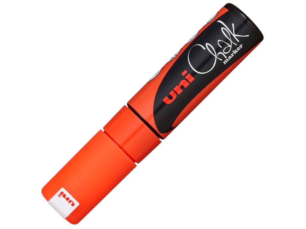 Маркер меловой "UNI Chalk", 8 мм, оранжевый флуоресцентный — Абсолют