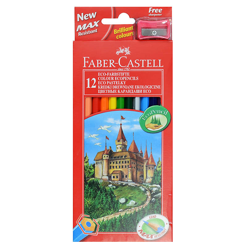 Карандаши цветные "Faber-Castell" + точилка  (12 цветов) — Абсолют