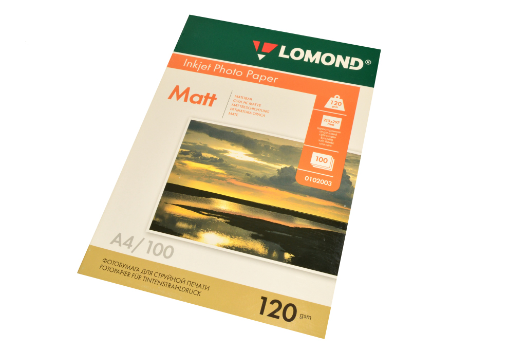 Фотобумага "Lomond" А4, матовая, 120 г/м2, 100 листов — Абсолют