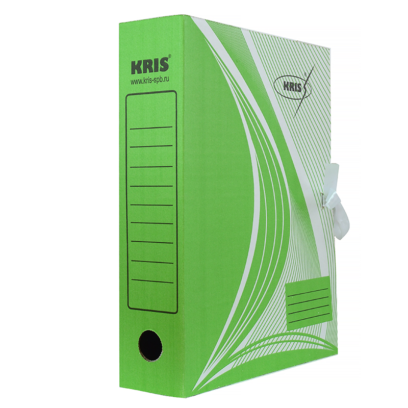 Папка архивная "KRIS", 75 мм, с завязками, зеленая — Абсолют