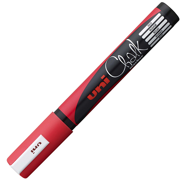 Маркер меловой "UNI Chalk", 2,5 мм, красный — Абсолют