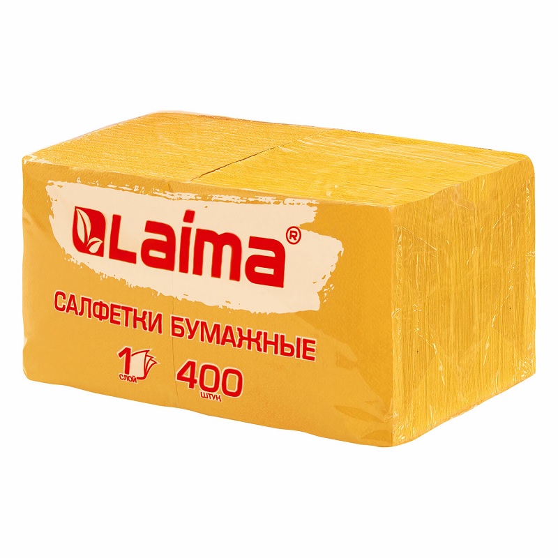 Салфетки 1 сл.(упак 400шт.) LAIMA, 24см*24см, желтые