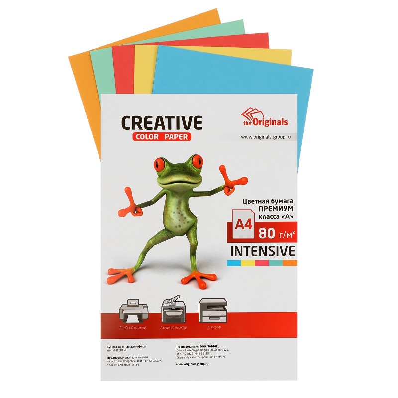 Бумага KRIS Креатив А4 80 г.интенсив (05цв. по 10л.) 50л.
