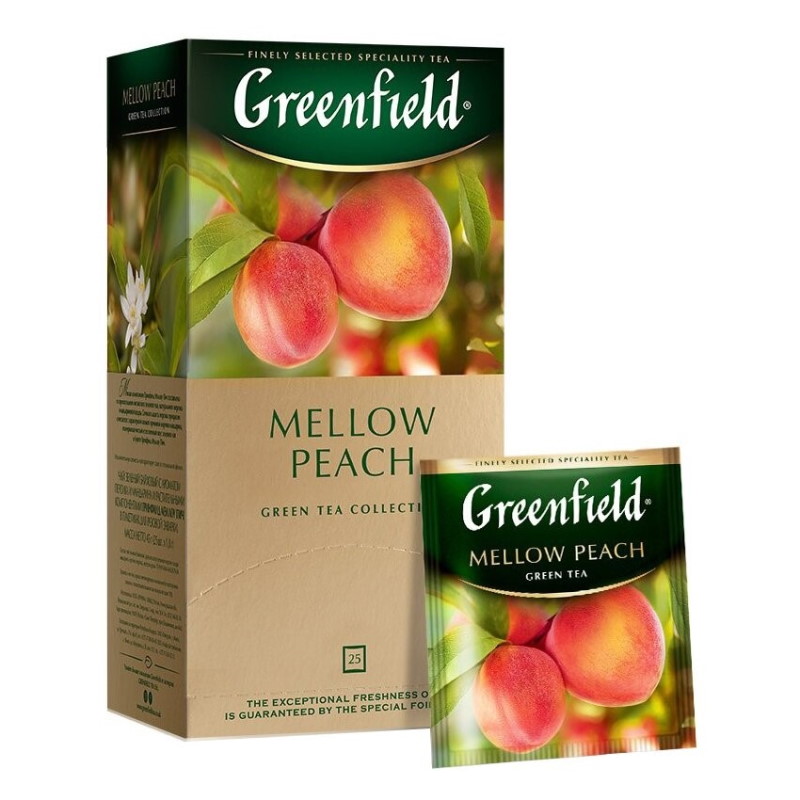 Зеленый чай Greenfield "Mellow Peach" 25 пакетиков, персик — Абсолют