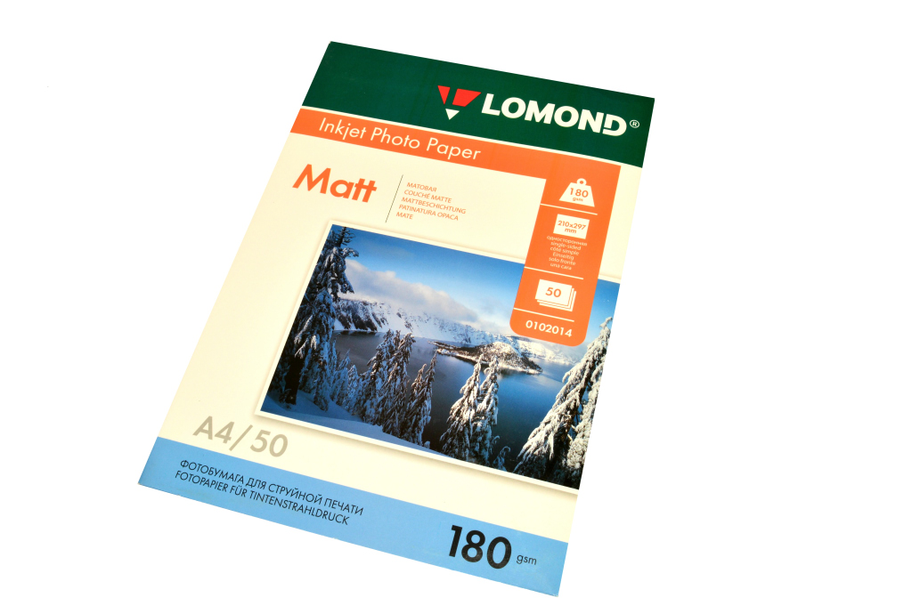 Бумага Lomond А4 1стор. мат.180г. ( 50л.) Бумага Lomond А4 1стор. мат.180г. ( 50л.)