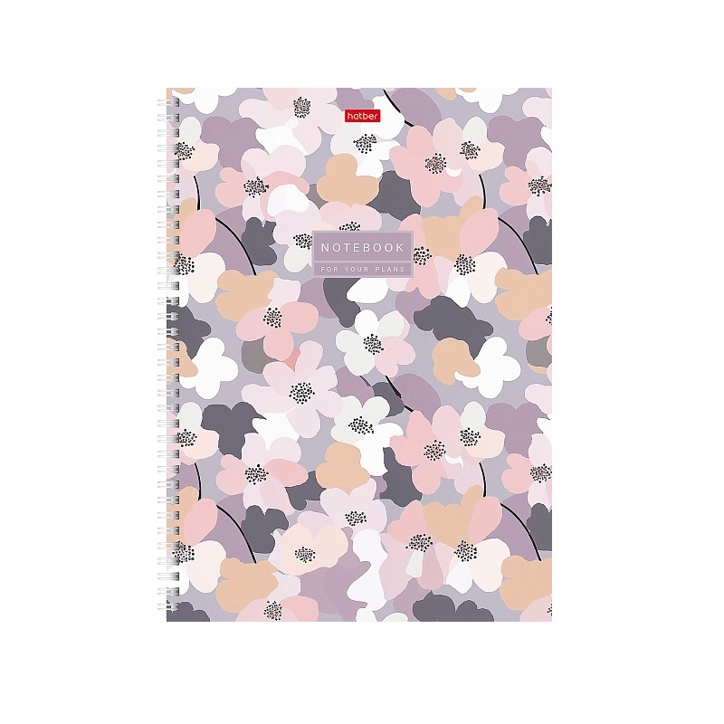 Тетрадь  А4 120л. кл. спир. Хатбер"Музыка цветов", ламинац.Soft-touch, тв.обл.