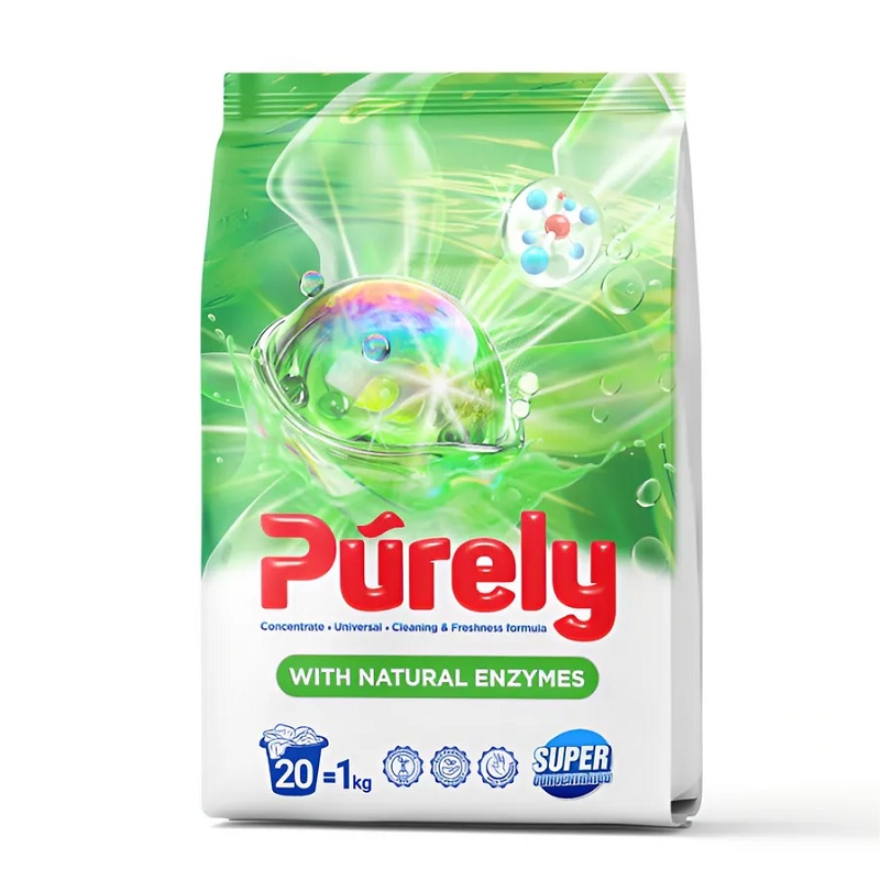 Порошок стиральный 1кг. "PURELY" с натуральными энзимами/12