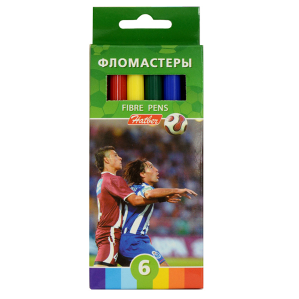 *Фломастеры 06 цв. "Хатбер"Футбол, карт.уп./24 *Фломастеры 06 цв. "Хатбер"Футбол, карт.уп./24