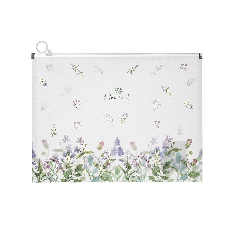 Папка на молнии А4 Hatber пласт. Natural Flowers, 180мкм, текстура с печатью