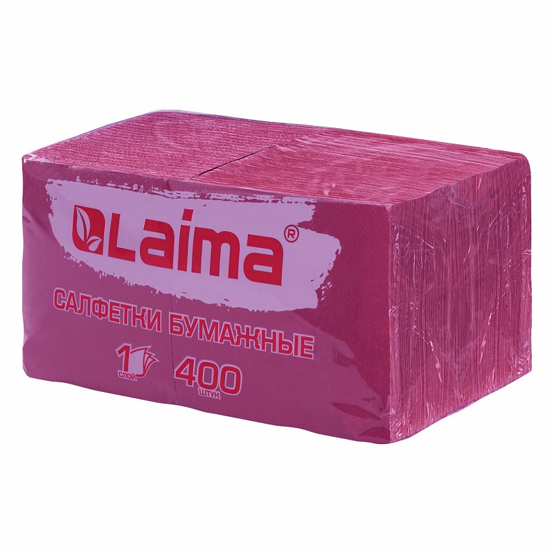 Салфетки 1 сл.(упак 400шт.) LAIMA, 24см*24см, бордовые