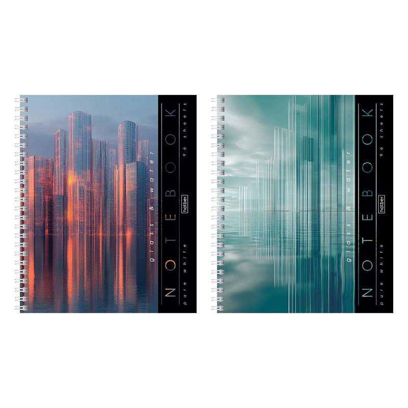 Тетрадь  А5  96л. кл. спир. "Хатбер"Glass&Water", 2 дизайна 