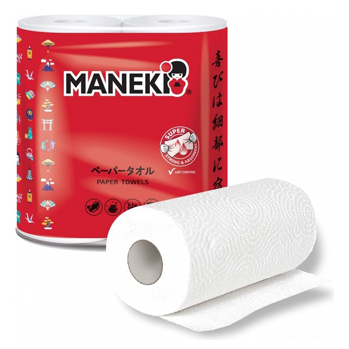 Полотенца бум. Maneki RED 2-х сл., 60 л., 2 рулона/12/24 Полотенца бум. Maneki RED 2-х сл., 60 л., 2 рулона/12/24