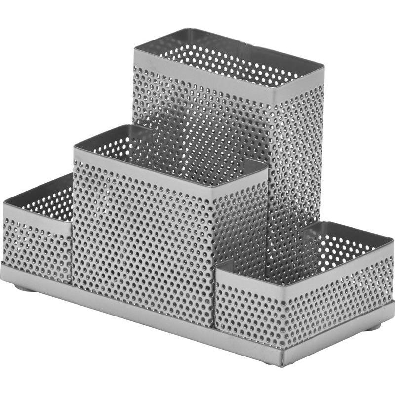 Органайзер (настол.)  пуст. на  4 отдел. Attache "Башня" 110х160х80,серебро