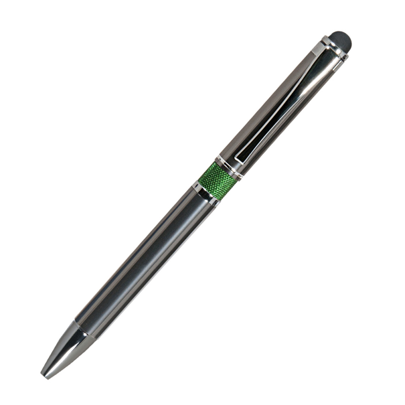 Ручка шариковая со стилусом Portobello "iP" с зеленой вставкой, синяя — Абсолют