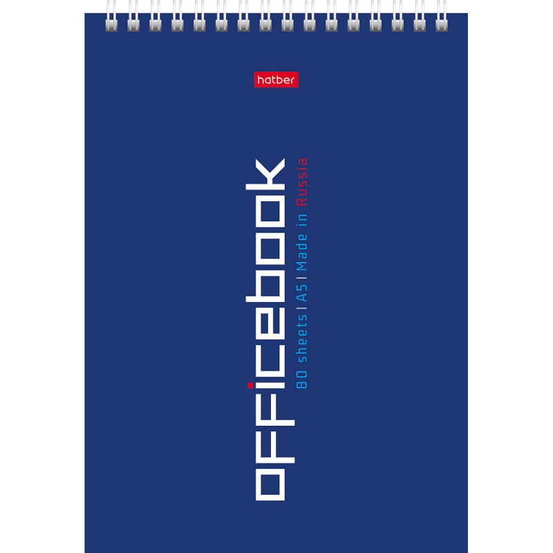 Блокнот  А5 080 л. , спираль "Office Book", клетка, жест.подлож.