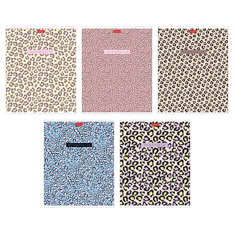 Тетрадь  А5  48л. кл. скоба "Хатбер "LEO-принт", облож. пластик с печатью, 5 дизайнов
