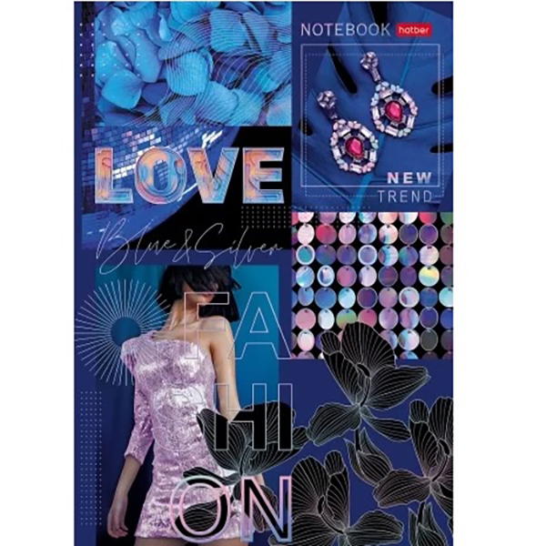 Бизнес-блокнот  А4 080л. тв.пер."FASHION", клетка, блок 5цв.