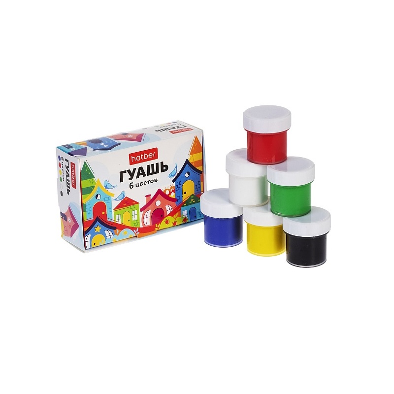 Гуашь 06 цв. по 10 мл. "Хатбер" Домики, карт.кор.