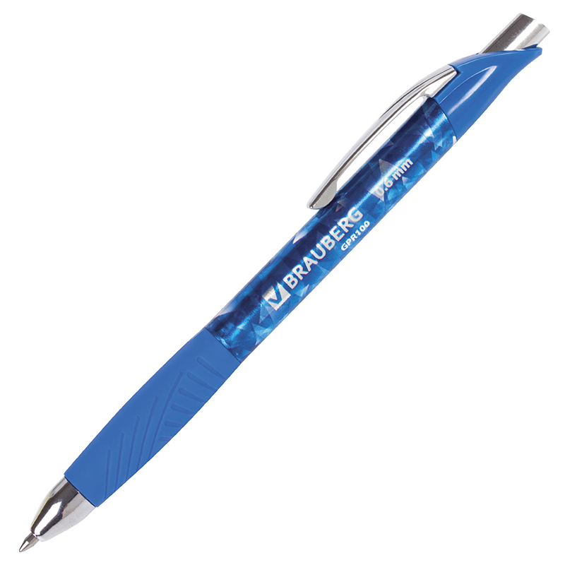 Ручка авт. гел. син. 0,6мм  BRAUBERG Jet Gel, грип., линия 0,4мм/12