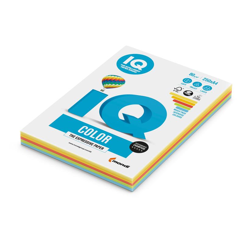 Бумага IQ COLOR А4 160 г.АССОРТИ (05цв. по 20л.) 100л./11