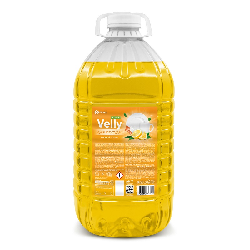 /М Средство для мытья посуды Grass "Velly" light Сочный Лимон, 5л (пэт бутылка)/4