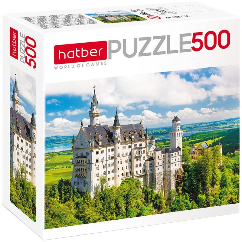 Пазлы 500 эл., А2 (1 картинка в 1 коробке), "Premium"Замок в горах+ Постер для сборки