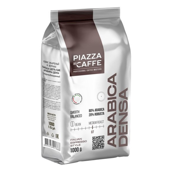 Кофе зерно натур 1000гр, Peazza Del Caffe Арабика Денса, натур./6