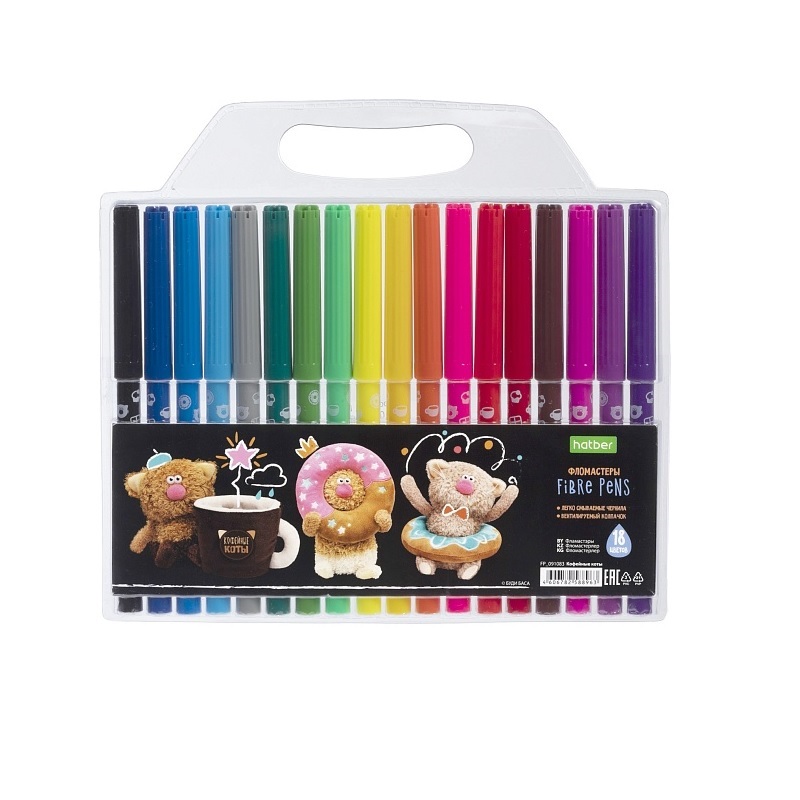 Фломастеры  18 цв. "Хатбер ECO" Кофейные коты, блистер