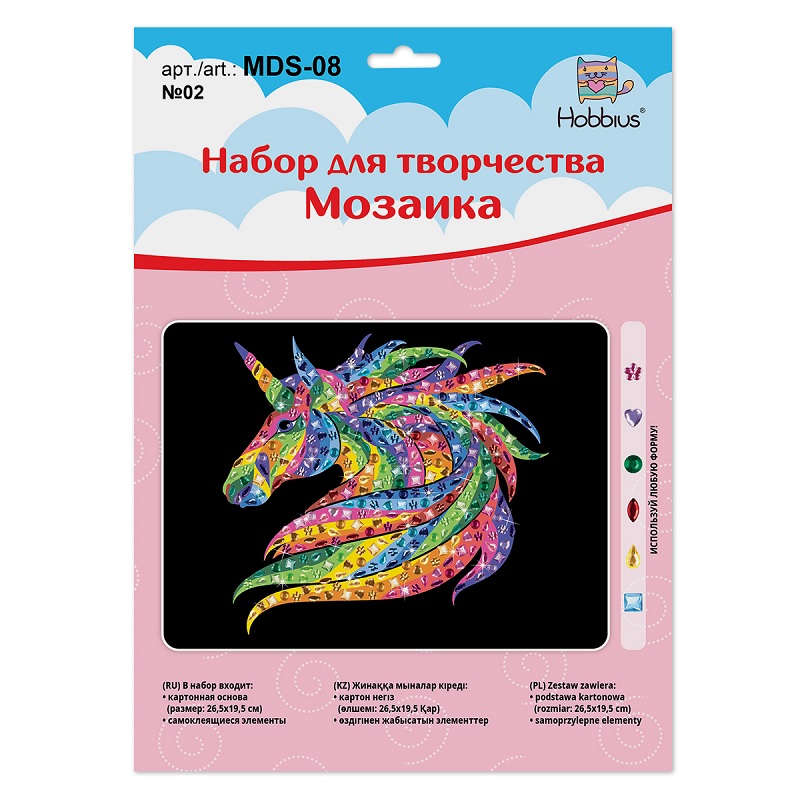 Мозайка "Hobbius"Единорог", 19,5x26,5 см №02