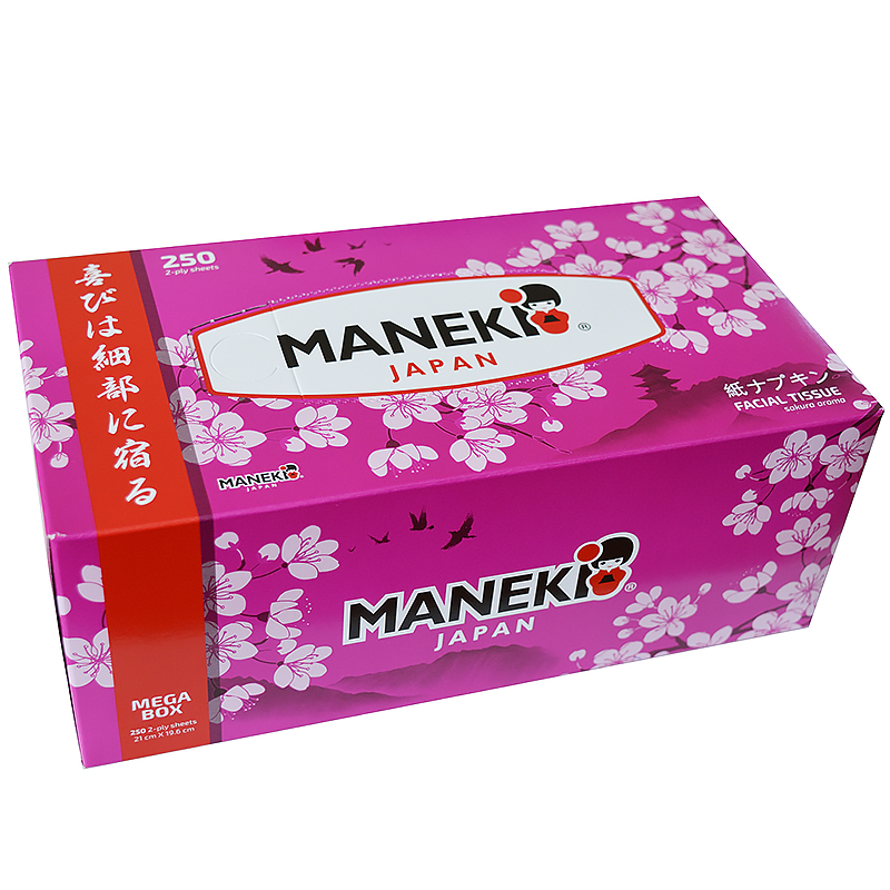 Салфетки бумажные в коробке Maneki Sakura, 2 слоя (250 шт.) — Абсолют