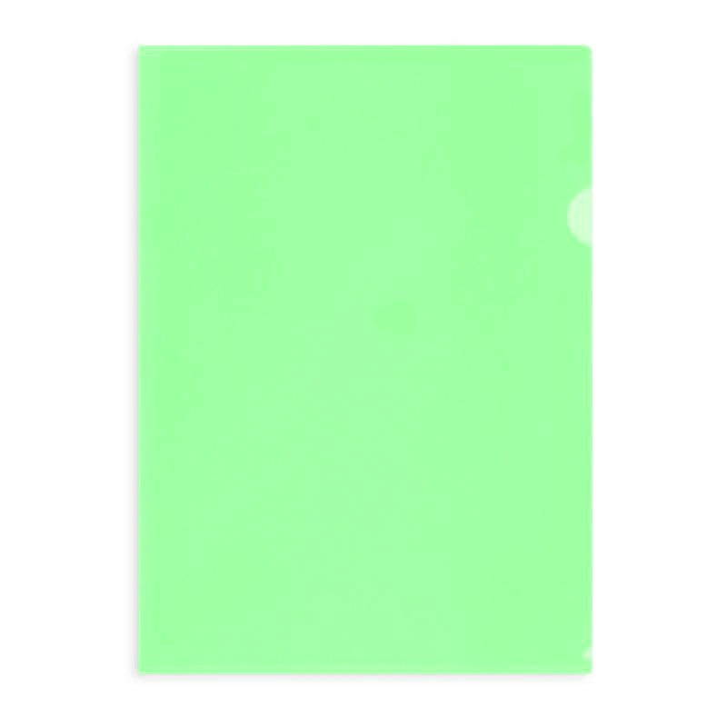 Папка-уголок, A4, пластик, зеленая, прозрачная — Абсолют