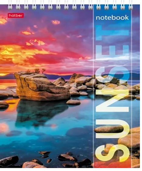 Блокнот  А5 080 л. , спираль "Прекрасные закаты", клетка, жест.подлож.