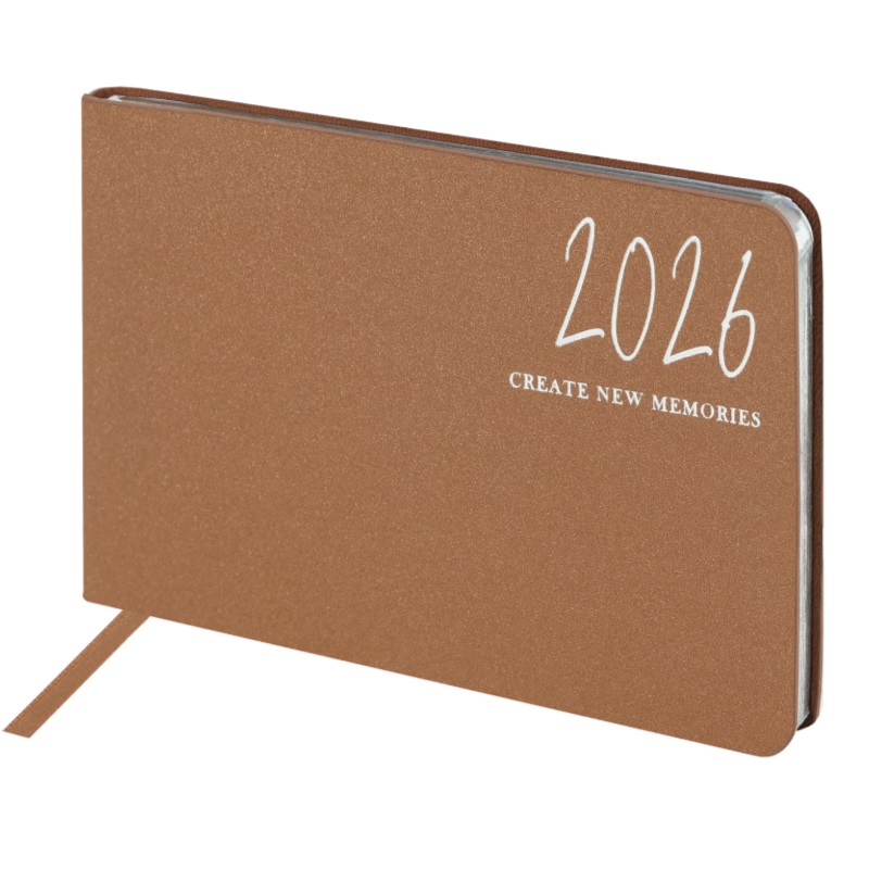 2026/Еженедельник А6 BRAUBERG Blaze, 105*160 под фактур.кожу, фольга, коричневый
