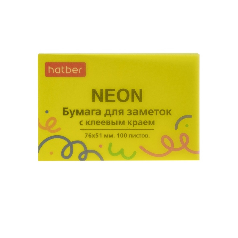 Блок с кл.сл.51*76 Hatber 100л., неон. желтый